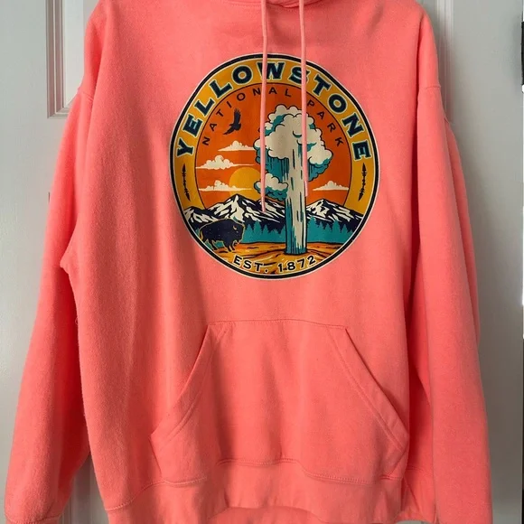 Vibrant Coral Yellowstone Hoodie - Picture 5 of 5